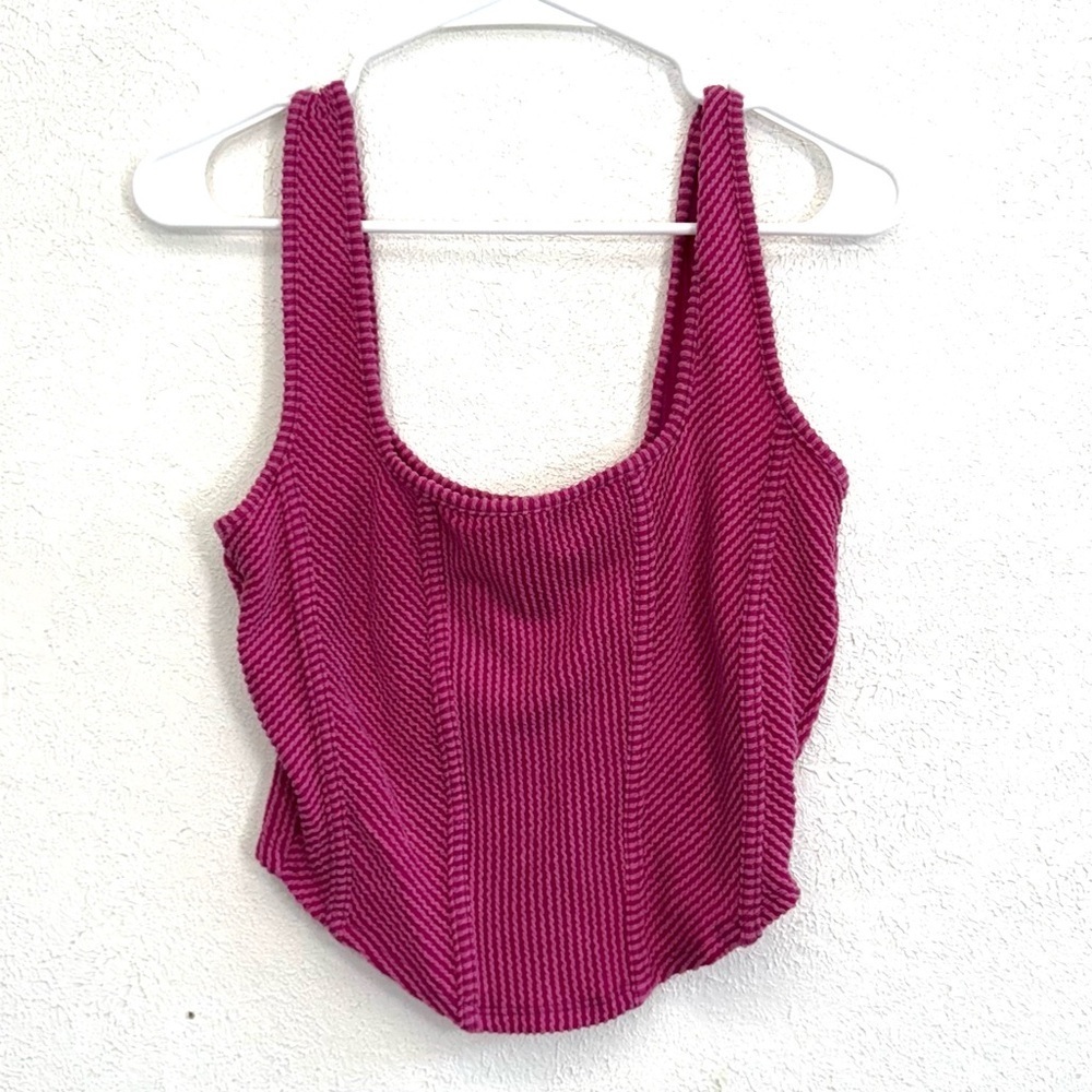 NEW Moa Moa Boutique Fuchsia Corded Corset Cut Tank Top Size Large